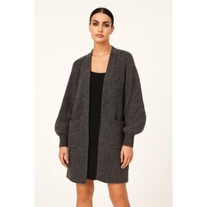 MUNTHE Riga Knit Long Loose Wool Ribbed Long Cardigan Size 10 NWT